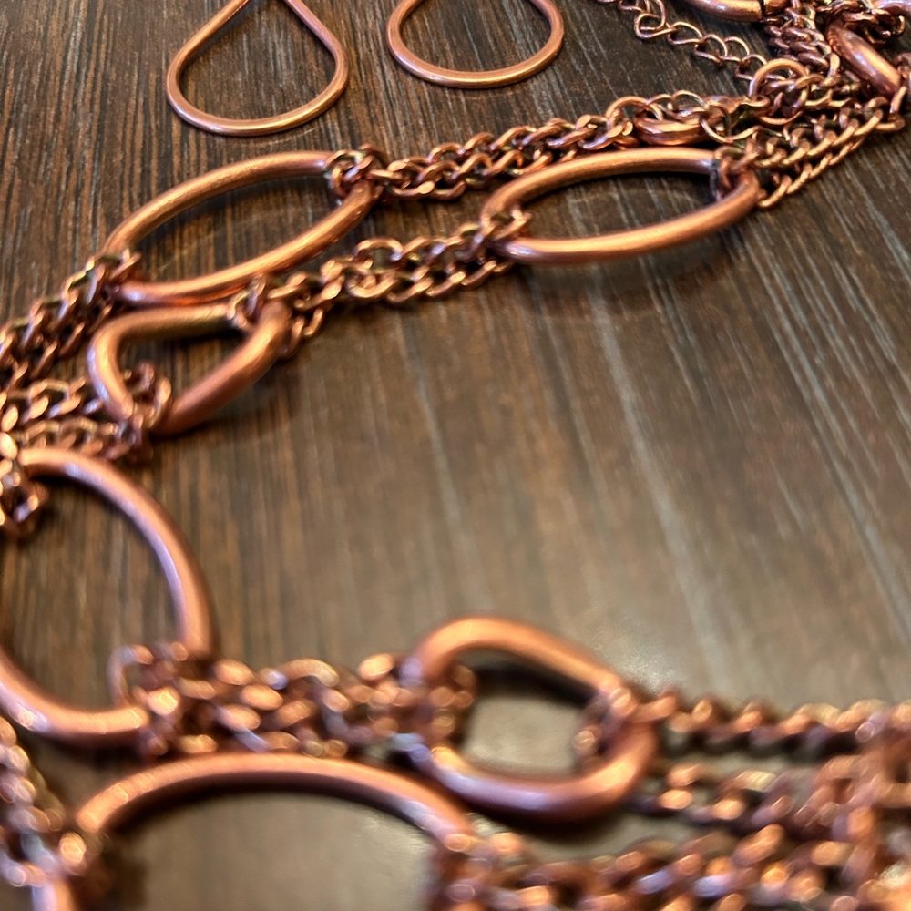 Real copper necklace with matching earrings